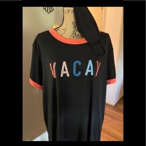 # LuLaRoe 3X Black Short Sleeve LIV Tee with Coral Trim